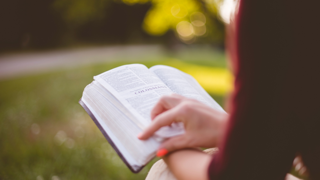 Christian woman reading a Bible